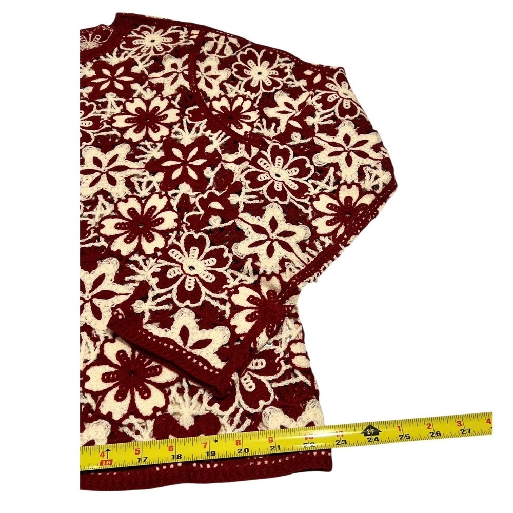 NWT Susan Graver Floral Crochet‎ Lace Button Front Cardigan S - Picture 4 of 13